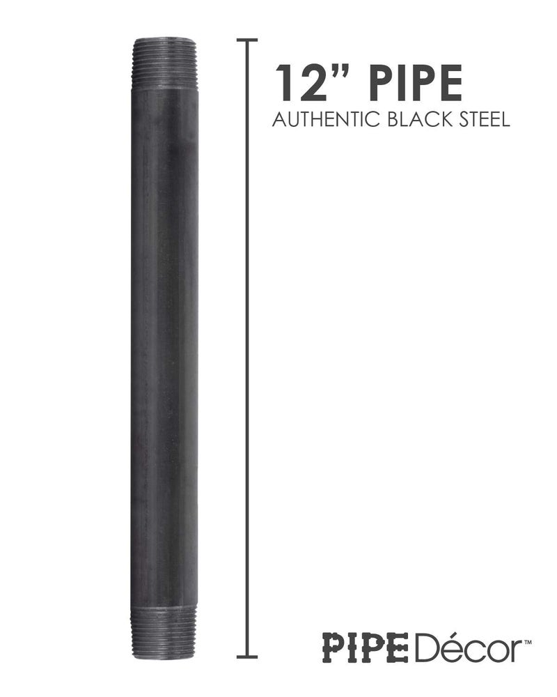 PIPE DECOR 1" x 12" Black Steel Plumbing Pipe, 4-Pack, Pre Cut Connector, Industrial Steel Grey Fits Standard One Inch Threaded Black Malleable Iron Fittings, Build Vintage DIY Furniture - Image 4